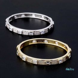 Bracelets Chain Cubic Hop Square 7mm Hip Zirconia Set Bling Ice Out Bangle Bracelets for Men Women Charm Rapper Jewelry