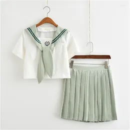 Clothing Sets Matcha Green JK Uniform Set Japanese Korean Female Student School Pure Girls Cosplay Summer Skirt Sailor Suit