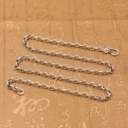 Chains S925 Sterling Silver Jewelry Personality Six-word Mantra Retro Thai Chain Men And Women Necklace