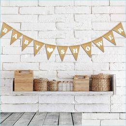 Party Decoration Triangle Pl Flag Burlap Flags Party Decoration Supplies Love Baby Shower Happy Birthday Boy Girl S Creative 6Dfc1 D Dh8G2