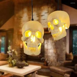 Pendant Lamps Skull Light Creative Resin E27 LED Halloween Christmas Decorative Lights Bar Lamp