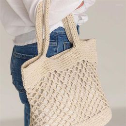 Evening Bags Crochet Beach Handbag For Girls Summer Straw Rope Hollow Out Hand Woven Totes Bag Women Knitting