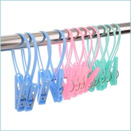 Hooks Rails 12Pcs Hooks Windproof Clothespins Plastic Laundry Clip Portable Bra Socks Hanger Hook Quilt Clothing Hanging Rope Clot Dhej7