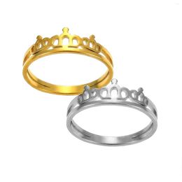 Cluster Rings Simple Stainless Steel Hollow Crown Pattern Women's And Men's High-Quality Fashion Ring Jewellery Accessories