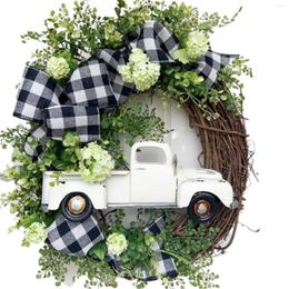 Decorative Flowers Farmhouse Truck Wreath Latest Way To Welcome Summer Front Door Decor Round Hanging Sign Halloween Decoration Holiday