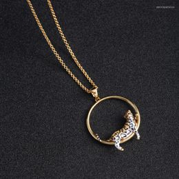 Pendant Necklaces Timeless Wonder Enamel Clouded Leopard Necklace For Women Designer Jewelry Ins Trendy Brand Gothic Rare Kpop Cute Top Set