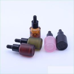 Packing Bottles 2Pcs/Lot 15Ml Cosmetic Essentilal Oil Packaging Frosted And Shiny Coloured Glass Dropper In 7 Colours Drop Delivery Of Dhdbo