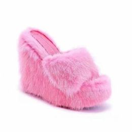 Hausschuhe Fell Hausschuhe Damen Keilabsatz Schuhe Damen Highheeled Furry Drag Fashion Outdoor Allmatch Schuhe Hausschuhe Furry Slides 221104