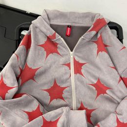 Men's Hoodies Y2K Men Star Graphics Print Fashion Gothic Zip Up Sweatshirt Jacket Long Sleeve Sport Coat Harajuku Streetwear