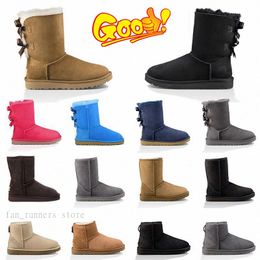 Snow Boot Women Winter Luxury Girl Classic Ankle Short Bow Mini Fur Black Chestnut Pink Bowtie Designer australia man womens boots