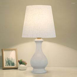 Table Lamps Nordic Ceramic Lamp Modern Minimalist Cloth Art White Lampshade Bedside Light Dimmer Switch Home Decor Lighting Lampy