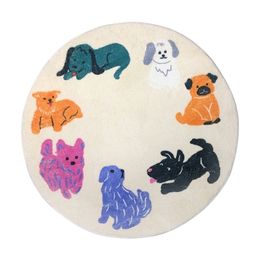 Carpet Simple Cute Dog Round Living Room Bedroom Bedside Blanket Children In The For Nursery 221104