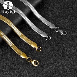 Stainless Steel Flat Necklace Snake Chain Men Jewelry Various Length Choker Clavicle Necklace