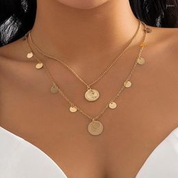 Pendant Necklaces Lacteo Classic Vintage Coin Necklace For Women Gold Colour Sequins Tassel Charms Neck Chain Jewellery Collar Party Gifts
