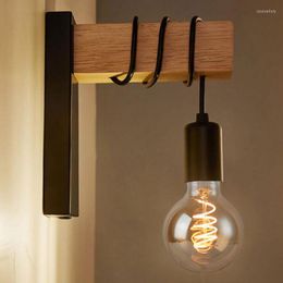 Wall Lamps Modern Minimalist Indoor Light Wood Lamp E27 Home Sconce Lights Lighting Outdoor Decor Stair