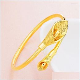 Bangle Bangle Korean Fashion Bangles For Women Pure Gold Colour Calla Wedding Engagement Bride Luxury Jewellery Wholesale Drop Delivery Dhr4I