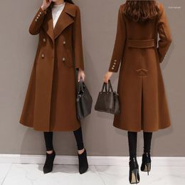 Women's Trench Coats AYUNSUE 2022 Fashion Woollen Women Winter Coat Female Long Clothes 5XL Cashmere Thick Women's Jacket Abrigos WXF484