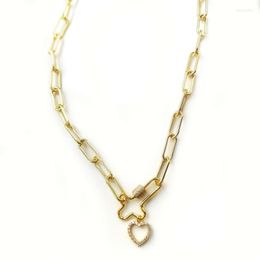 Choker 2022 Gold-color Thick Square Chain Necklaces Punk Fashion Jewellery For Women Carabiner Lock Statement Heart Pendant