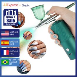 Home Beauty Instrument 0.3mm Airbrush Air Compressor Nano Mist Spray Gun Skin Hydrating Use for Nail Art Tool Cake Painting Craft Coloring DIY T-Shirt 221104