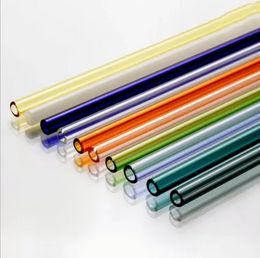 20cm Reusable Eco Borosilicate Glass Drinking Straws Clear Coloured Bent Straight Milk Cocktail Straw High temperature resistance FY5155 SS1105