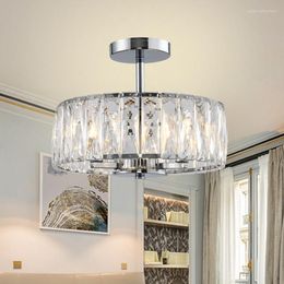 Pendant Lamps Modern Chrome Crystal Chandelier For Living Room Luxury Round Led Light Kitchen Island Hanging Lamp