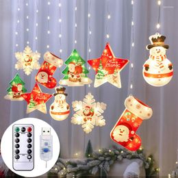 Strings LED Curtain Lights Christmas Festoon Icicle Fairy Light String USB With Remote Year For Home Bedroom Decorations