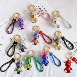 11 Colors Bomgom Diamond Bear Keychain Cartoon Popobe Gy Bears Keychains Cute Bag Charm Holder Resin Electroplating Key Chain