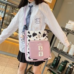 Evening Bags Kawaii Female Student Shoulder School Bag Fashion Cow Pattern Print Tote Waterproof Nylon Messenger Girls Crossbody