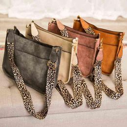 Handbags for Women Fashion Casual Leopard Print Shoulder Strap Tote Bags Female Rainbow Purses and Handbags G220429