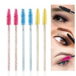 Makeup Brushes 50pcs Disposable Shiny Mascara Wands Applicator Micro Eyebrow Brush For Eyelash Extension Beauty Cosmetic Tools Supplies