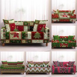 Chair Covers Christmas Decoration Elastic Sofa Cover Xmas Santa Claus All-Inclusive Couch Stretch Sectional Slipcover 1/2/3/4 Seaters