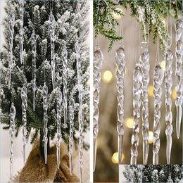 Christmas Decorations 3Pcs Navidad 2021 Christmas Decorations For Home Simation Ice Xmas Tree Hanging Ornament Fake Icicle Props New Dhvpa