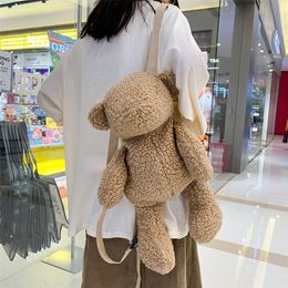 Plush Backpacks Kawaii Cute Doll Fur Shoulders Bag for Child/Adults 50cm Bear Kid Fluffy Animal Small Furry Bagpack Toys 221105