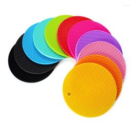 Table Mats 14cm 18cm Round Silicone Mat Heat Resistant Honeycomb Placemat Drink Cup Disc Bowl Non-slip Home Kitchen Accessories