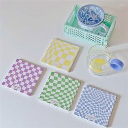 Table Mats Original Checkerboard Water Absorbing Square Ceramic Cork Anti Scald Heat Insulation Cushion Tableware