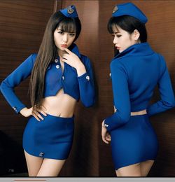 Super sexy stewardess dress OL professional dress nightclub uniform short underwear extreme women transparent suit SAO