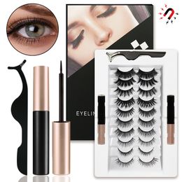 Other Health Beauty Items Magnetic Lashes Mink 10 Pairs Natural Extension Lasting Handmade Repeated Use Eyelash Eyeliner Waterproof Liquid Extension Kit 221105