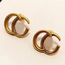 Luxury earrings designer Jewellery stud earring diamond fashion double letter popular circle dainty dangle girls hypoallergenic hoop earrings ohrringe cjeweler