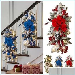 Decorative Flowers Wreaths Decorative Flowers Wreaths Led Wreath Prelit Stairway Swag Trim Cordless Stairs Decoration Lights Up Dhrgg