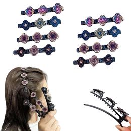 Satin Fabric Hair Clips Braided Hairpin Women Sparkling Crystal Stone Barrettes Clover Rhinestone Butterfly Duckbill Hairpin for Styling