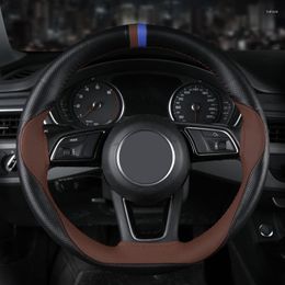 Steering Wheel Covers Car Sewing Cover Microfiber Weaving Lebar Set