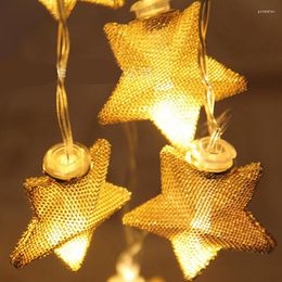 Strings Glowing LED Lantern Iron Stars String Lights Festival Lighting Battery Powered Christmas Wedding Holiday Decoration