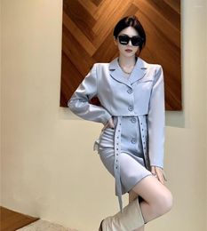 Casual Dresses Make Firm Offers The Design Feels Dew Skirts Short Skirt Waist Jacket Two-piece Temperament Dress