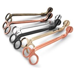 DHL Candle Wick Trimmer Stainless Steel scissors trim wick Cutter Snuffer Round head 18cm Black Rose Gold Silver Red Bronze SN69