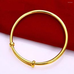 Bangle Expandable Yellow Gold Filled Womens Bracelet 60mm 4mm