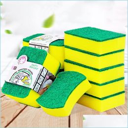 Sponges Scouring Pads 10Pcs High Density Sponge Pad Kitchen Cleaning Tools Washing Towels Wi Rags Scouring Microfiber Dish Cloth D Dh7Dk