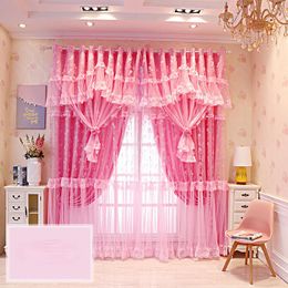 Curtain 1pcs Korean Style Simple Girl Dream Princess Finished Lace Bay Window Wedding Room Bedroom Living Shading F8317