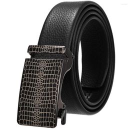 Belts High Quality Men's Business Alloy Automatic Buckle Head Layer Cowhide Belt All-match 3.5cm Trousers Jeans Fashion