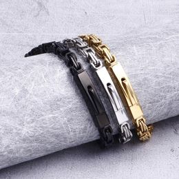 Link Bracelets Stainless Steel Men's Buddhist Bracelet Byzantine Titanium Emperor Shaped