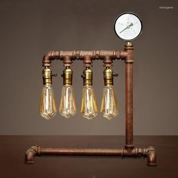 Table Lamps 2022 Creative Vintage Lamp 3 Heads. Industrial Water Pipe Desk Light LOFT Beside Bed Room Study Lighting